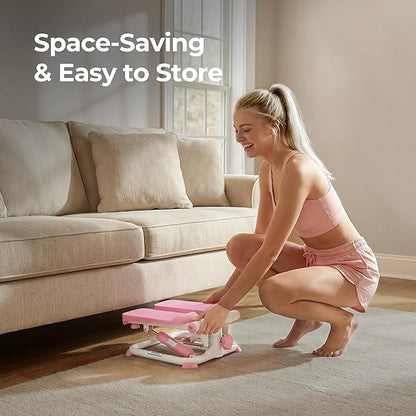 Sunny Health & Fitness Mini Steppers for Exercise at Home, Stair Step Workout Machine, Full Body Cardio Equipment, with Optional Free SunnyFit App Connection and Resistance Band