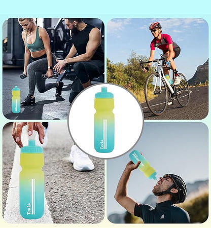 24oz Bike Water Bottle, Squeeze Water Bottle Leakproof BPA Free with Capacity Scale w/Pull Top Lid, Reusable, for Bicycle, Gym,Camping, Hiking 2 Pack