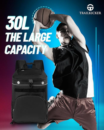 TRAILKICKER Basketball Bag Backpack with Ball Holder Multi-Sport Backpack for Soccer Volleyball Football Baseball Helmet