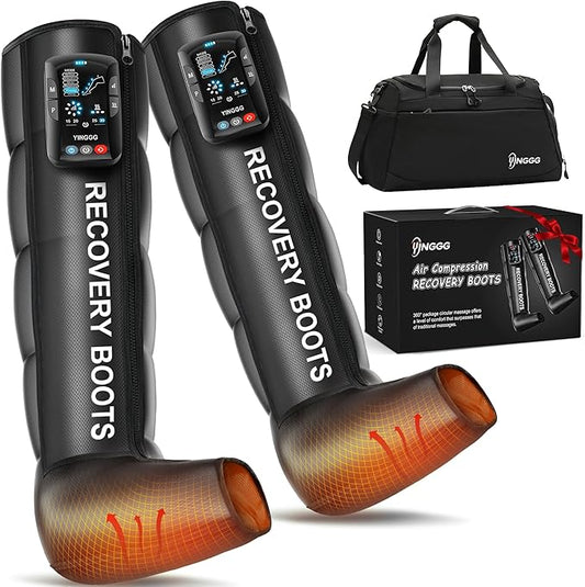 YINGGG Leg Massager with Heat and Compression: Cordless Recovery System for Improved Circulation, Professional Foot Massage Boots with 5 Massage Areas, 8 Intensities(Two Legs)-Medium