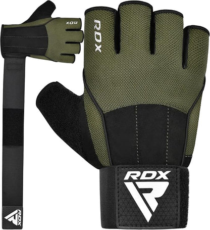 RDX Workout Gloves, 15-Inch Long Support Strap Anti Slip Palm Protection with 3 Wrist Alignment Plates, Powerlifting Deadlifting Bodybuilding Gym Fitness, Weight Lifting Exercise Training, Men Women