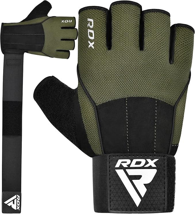 RDX Workout Gloves, 15-Inch Long Support Strap Anti Slip Palm Protection with 3 Wrist Alignment Plates, Powerlifting Deadlifting Bodybuilding Gym Fitness, Weight Lifting Exercise Training, Men Women