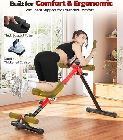 Yoleo 2 in 1 Ab & Rowing Machines for Home, Foldable Ab Workout Equipment, Ab Trainer Machine for Stomach Workout, Ab Crunch Machine with Foam Support,7-Length Adjustable Ab Machine for Home Exercise
