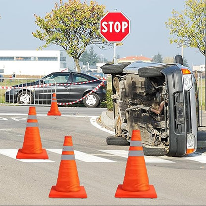 TENKAIWICK 18 Inch 5 Pack Traffic Cones, Collapsible Safety Cones, Multi Purpose Pop-up Cones with Reflective Collar, Orange Cones for Parking lot, Driveway, Driving Training etc