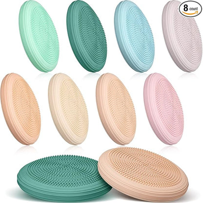Libima 8 Pcs Wiggle Seat Inflated Wobble Cushion Sensory Seat Flexible Balance Board Balance Disc for Men Women Physical Exercise Improving Posture Home Office