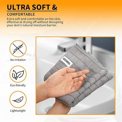 HOMERHYME Hand Towels, 12 Pack 25''*15'' Gym Towels, Grey Quick Dry Lint Free Soft Absorbent Bulk Checkered Fingertip Washcloths Bath Towels for Bathroom Kitchen Salon Workout Shower