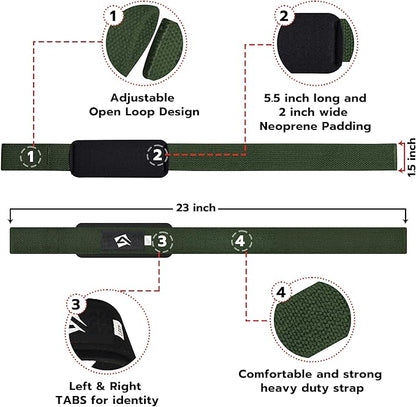 AQF Lifting Wrist Straps for Weightlifting, Powerlifting & Deadlifts – 23” Neoprene Padded Cotton Straps for Strength Training & Gym Workouts - Maximum Grip Support for Men & Women