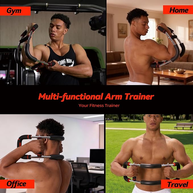 Twister Arm Trainer, Adjustable Chest Workout Equipment with 6 Resistance Levels Springs (30-160 Lbs), Arm Trainer for Men & Women, Detachable Home Gym Fitness Trainer with Anti-Slip Handles