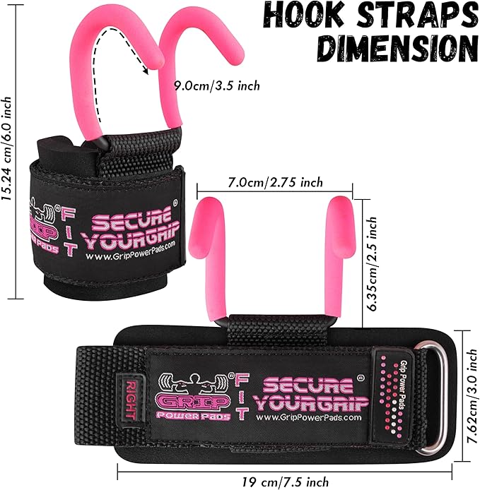Weight Lifting Rod Hooks Heavy Duty Wrist Wraps Power Weight Lifting Training Gym Grips Straps Set of 2