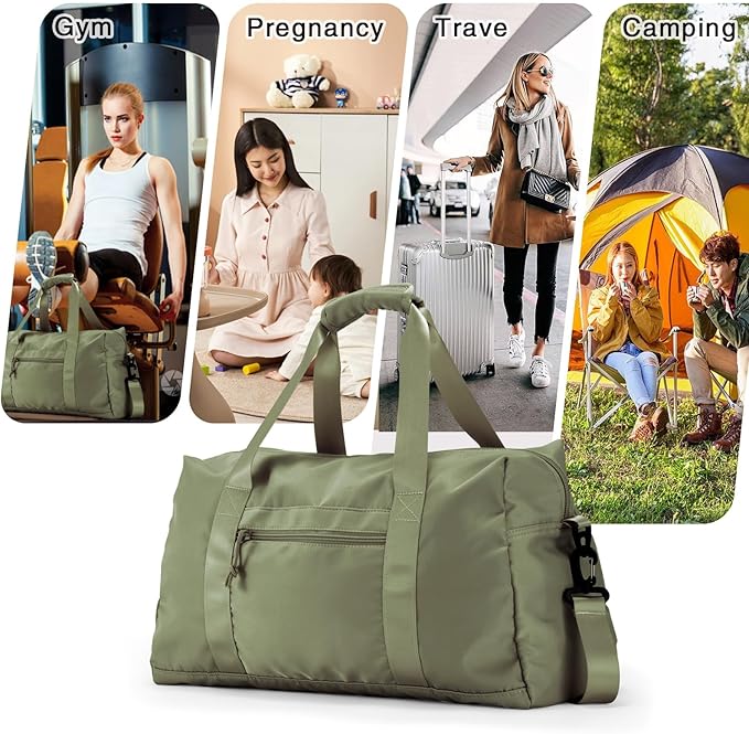 Travel Duffle Bag,Sport Gym Bag for Men And Women with Wet Pocket,Weekender Bag Carry On Tote Bags for Airplane Army Green