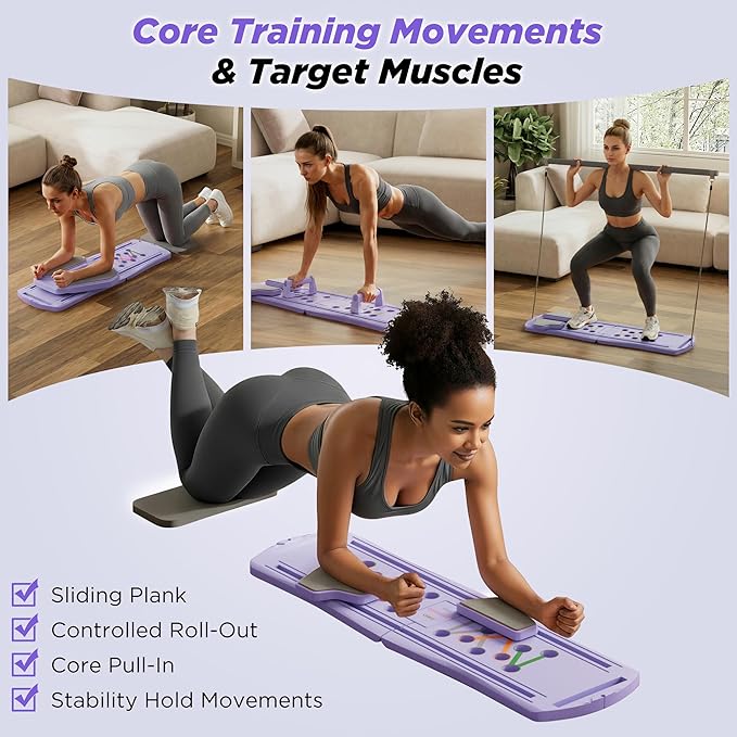 Pilates Reformer 7-in-1 Foldable Home Gym – Multi-Function Pilates Board for Full Body Workout, Core Strength, and Portable Pilates Training