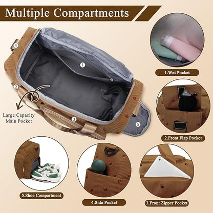 Small Gym Bags for Women, Travel Duffle Bag with Shoes Compartment, 4 in 1 Carry on Weekender Overnight Bag with Dry Wet Separated Pocket, Sport Gym Tote Bag for Yoga, Dance, Swimming, Workout, Ballet