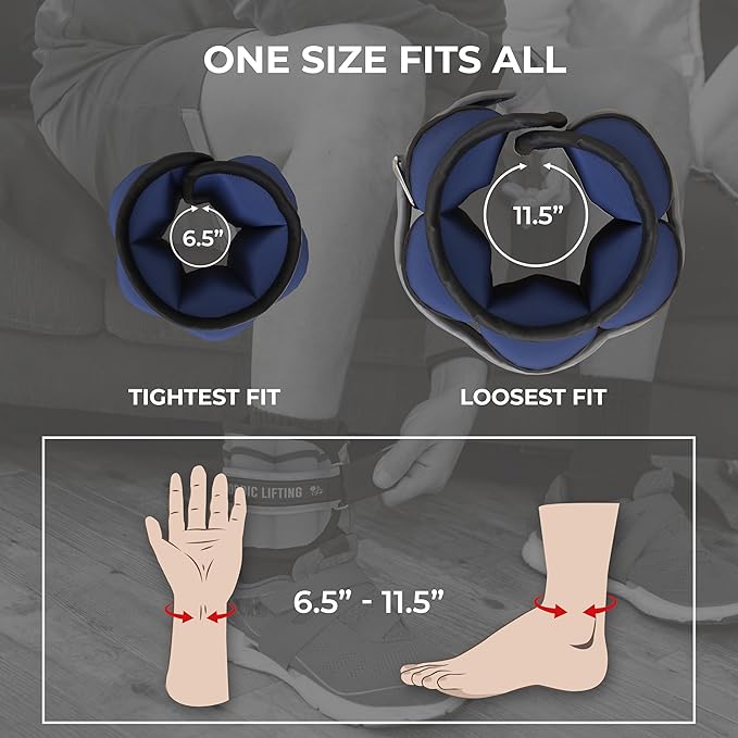 Nordic Lifting Adjustable Ankle Weights for Women & Men – 1 Pair (2–10 lbs) Wrist, Arm & Leg Weights for Gym, Yoga & Home Workouts – Secure Fit Strap Design – Durable Fitness Training Equipment