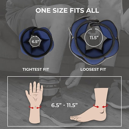 Nordic Lifting Adjustable Ankle Weights for Women & Men – 1 Pair (2–10 lbs) Wrist, Arm & Leg Weights for Gym, Yoga & Home Workouts – Secure Fit Strap Design – Durable Fitness Training Equipment
