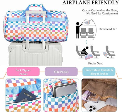 Sports Gym Bag for Men Women, Large Travel Duffle Bag with Shoe Compartment and Wet Pocket, Lightweight Weekender Overnight Bag Fitness Workout Bags for Sports, Gym, Travel