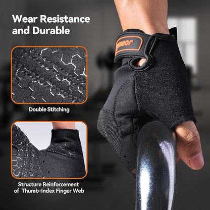 Workout Gloves for Women and Men, Breathable Weight Lifting Gloves, Grip & Shock Absorption, Full Palm Protection, for Gym Exercise, Fitness, Training & Cycling