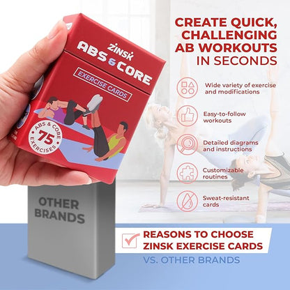 Abs and Core Exercise Cards – 75+ Workout Cards to Help Build Core Strength, Stability, Outdoor, Work from Home Fitness Workout