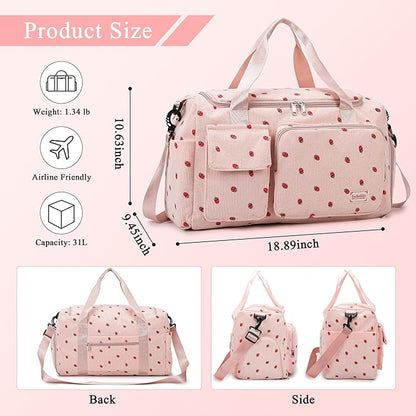 Small Gym Bags for Women, Travel Duffle Bag with Shoes Compartment, 4 in 1 Carry on Weekender Overnight Bag with Dry Wet Separated Pocket, Sport Gym Tote Bag for Yoga, Dance, Swimming, Workout, Ballet