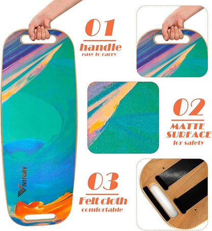 VIVITORY Balance Board Trainer with Handle, Roller Board with Adjustable Stoppers – 3 Different Distance Options 4, 13 and 22 inches, for Hockey, Surfing, Snowboarding, Skateboarding and Skiing