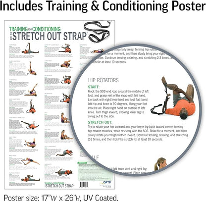 OPTP The Original Stretch Out Strap with Exercise Poster, USA Made Top Choice Stretch Out Straps for Physical Therapy, Yoga Stretching Strap or Knee Therapy (XL)