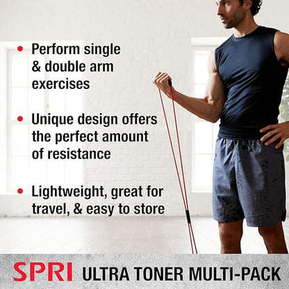 SPRI Ultra Toner Figure 8 Resistance Band with Padded Handles Great for Stretch, Exercise, Fitness Training, Yoga, Resistance Weights, Therapy, Gym or Home Workout Equipment.