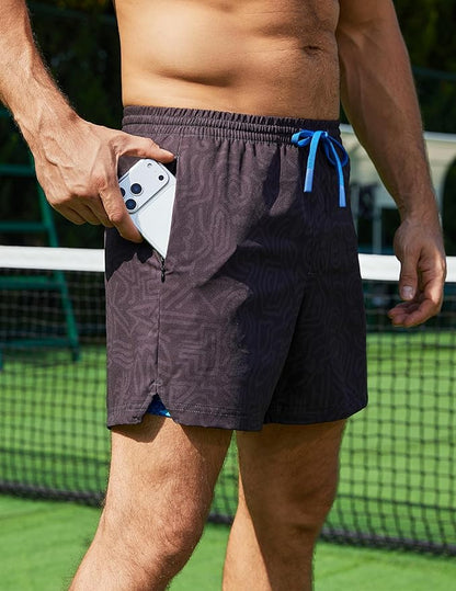 Men 2 in 1 Running Shorts with Compression Liner 5" 7" Quick Dry Workout Athletic Shorts with Pockets Towel Loop