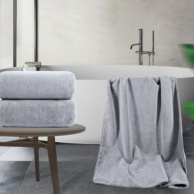 2-Pack Microfiber Bath Towels (27x54 Inches) - Ultra Soft & Quick Dry, 3X Absorbency, Lightweight for Gym, Yoga, Travel & Spa - Perfect for Home, Fitness & Post-Workout