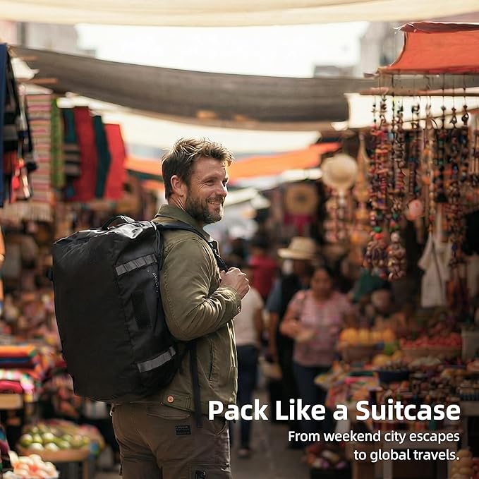 Utility Duffle Bag 40L, Convertible Backpack for Travel, Gym & Commute, Water Repellent