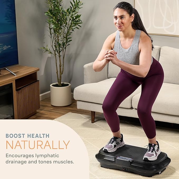 Lifepro Waver Vibration Plate Exercise Machine for Lymphatic Drainage, Muscle Activation, Full-Body Workout Vibrating Platform with Loop Bands, Fitness Equipment for Strength Toning & Fat Loss