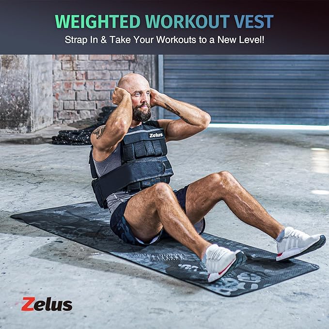 ZELUS Weighted Vest, 20lb/23lb/30lb/45lb/60lb Vest Adjustable Weights for Exercise, Weight Vest for Men, Workout Vest for Home Workouts Cardio Strength Training Weight Loss
