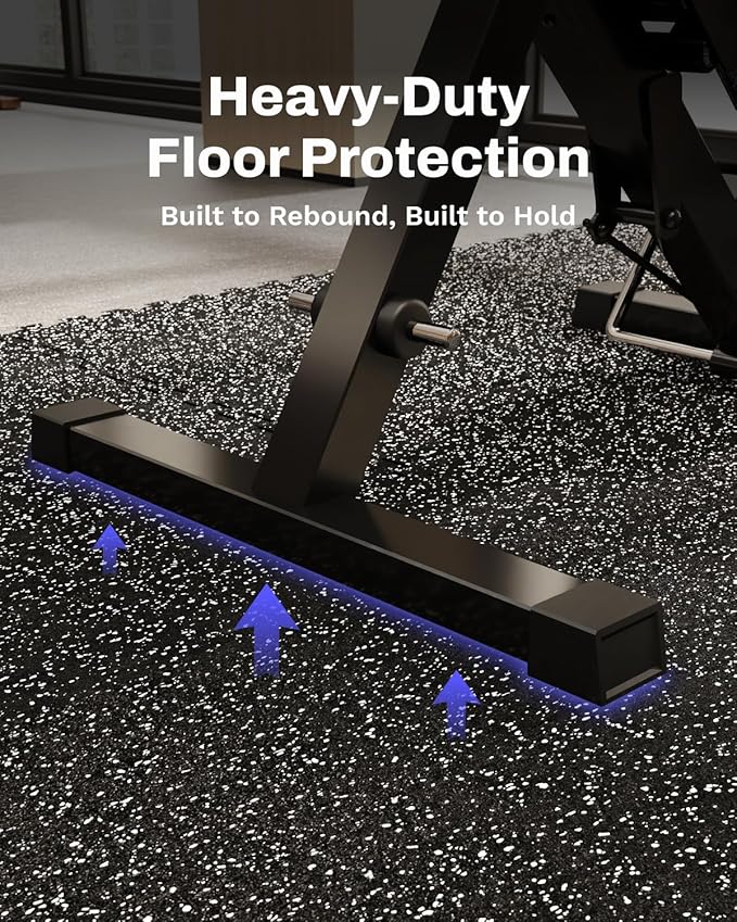 AIRHOP 0.56in Thick 24 Sq Ft Exercise Equipment Mats, 6 Tiles Upgraded Rubber Top with High Density EVA Foam, Large Interlocking Puzzle Gym Flooring for Home Gym, Heavy Weight Workout, 24 x 24in