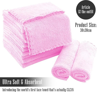 TENSTARS 12 Pack Premium Washcloths Set - Quick Drying- Soft Microfiber Coral Velvet Highly Absorbent Wash Clothes - Multipurpose Use as Bath, Spa, Facial, Fingertip Towel (Frozen Berry)