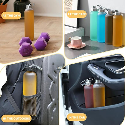 novelinks 8 Pack 27OZ Frosted Water Bottles with Stainless Steel Silver Lid,Leakproof Gym Bottles, Reusable Sport Water Jug for Fitness Camping Office
