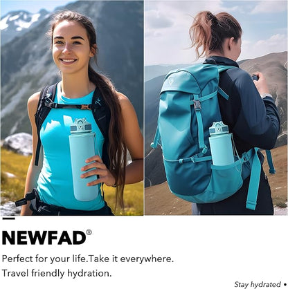 Water Bottle with Straw, Motivational 32 oz Water Bottles with Time Marker & No Sweat Sleeve, BPA Free Leak Proof Gym Bottle with Times to Drink