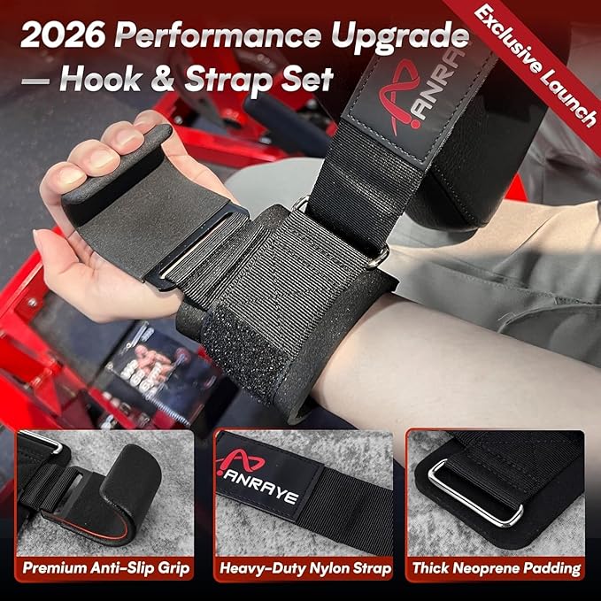 Weight Lifting Hooks & Wrist Straps Set – Lifting Hooks with Anti-Slip Grip, Adjustable Wrist Wraps for Weightlifting, Deadlifts, Powerlifting, Gym Straps for Men and Women