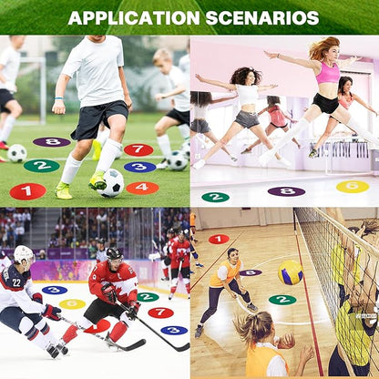 9 Inch Poly Spots, 10/24 Anti-Slip Spot Markers Floor Spots, Waterproof Flat Filed Cones Poly Dots for Agility Drills, Basketball, Football Training, Sport Activities and Exercise