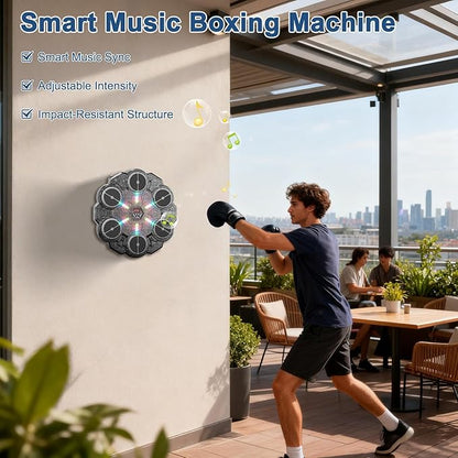Music Boxing Machine - 9 Speed Wall Mounted Puncher, Rhythm Training Pad, Smart Boxing Traineing Machine with Gloves | Smart Light Reaction Board for Adults Boys Gym Workout Fitness Indoor