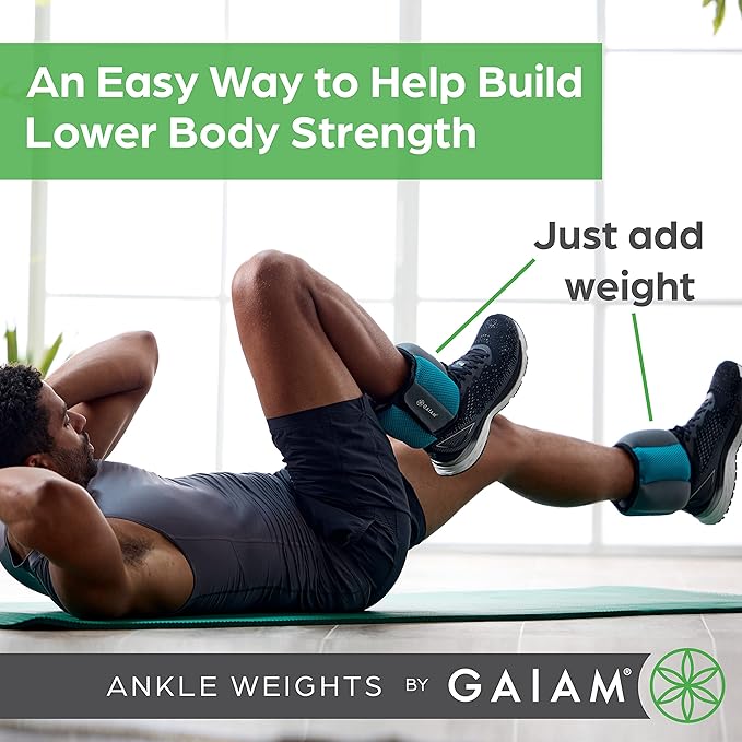 Gaiam Wrist and Ankle Weights, Wearable Bracelet to Strengthen, Tone & Sculpt, Adjustable Ankle Weights for Women & Men for Yoga, Dance, Pilates, Barre, Cardio, Home & Gym Use