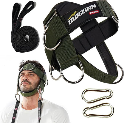【GurZinn】 Neck Harness Trainer - Adjustable 40" (100cm) Heavy Duty Rope & Neoprene Padding | Improve Neck Strength & Reduce Neck Pain | Gym & Home Use