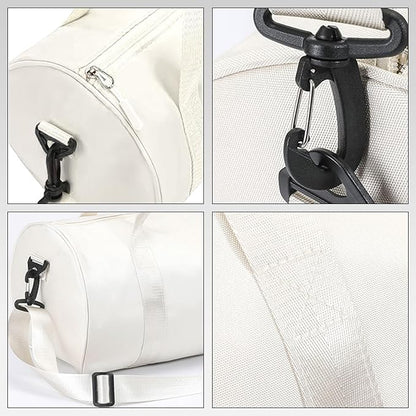 Mini Gym Bag for Women Small Duffle Bag Mini Gym Tote Bag Sport Bag for Yoga Swimming Dance (White)