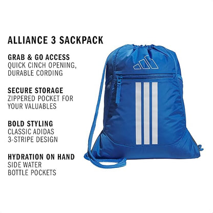 adidas Alliance Sackpack – Drawstring Backpack for Sports, Small Gym Bag
