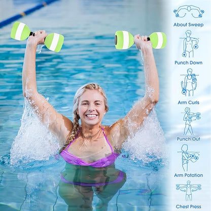 Aquatic Dumbbells, 2PCS EVA Foam Water Weights, Aquatic Exercise Dumbbells for Adults Youth Women Water Workouts Tools