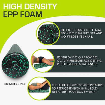 ProsourceFit High Density Foam Rollers Long, Firm Full Body Athletic Massage Tool for Back Stretching, Yoga, Pilates, Post Workout Muscle Recuperation