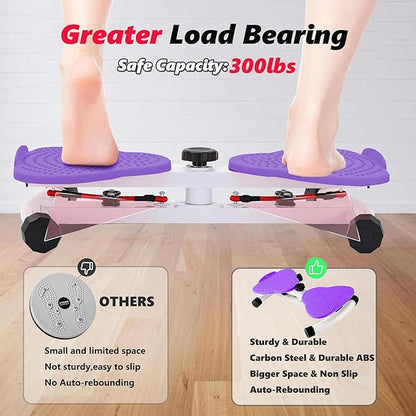 Waist Twister Ab Machine, 300 lbs Capacity Abs Workout Equipment for Slim Waist & Core Training, Quiet Home Gym Exercise Machine for Women & Men