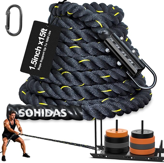 15FT Weight Sled Rope Workout Sled Pulling Ropes, Sled Push Gym Equipment Weight Sled Pull Rope for Training Tire Pulling Workout Fitness Resistance Football Exercise Equipment for Men Women