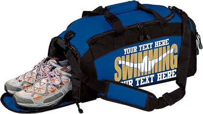 Personalized Swim Team Duffel Bag with Custom Name – Waterproof Swimming Gear Bag for Youth & Adults – Large Pool Bag with Shoe Compartment & Wet Pocket