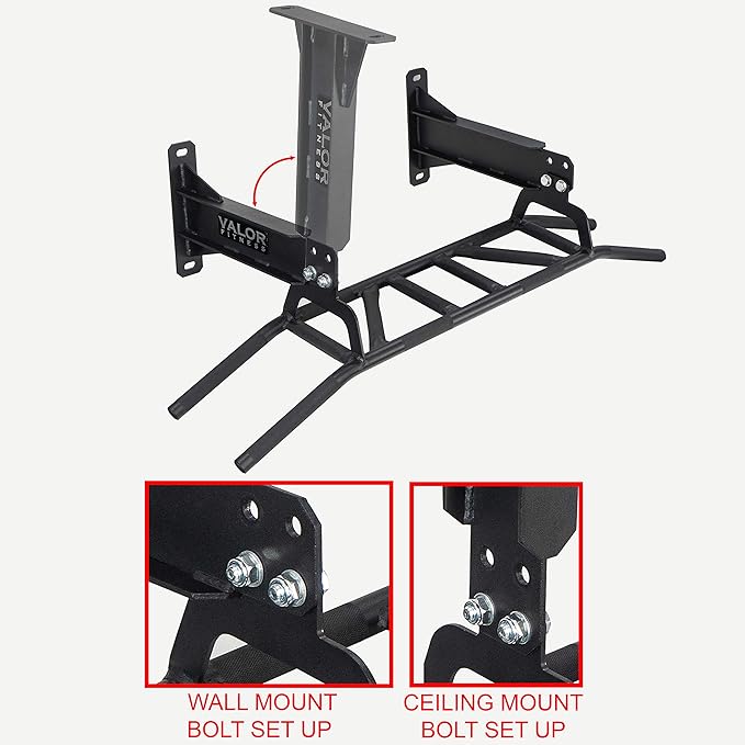 Valor Fitness Multi Grip Pull Up Bar - Wall or Ceiling Mount Chin Up Bar -Upper Body Muscle Building Station - Home Gym Workout Equipment