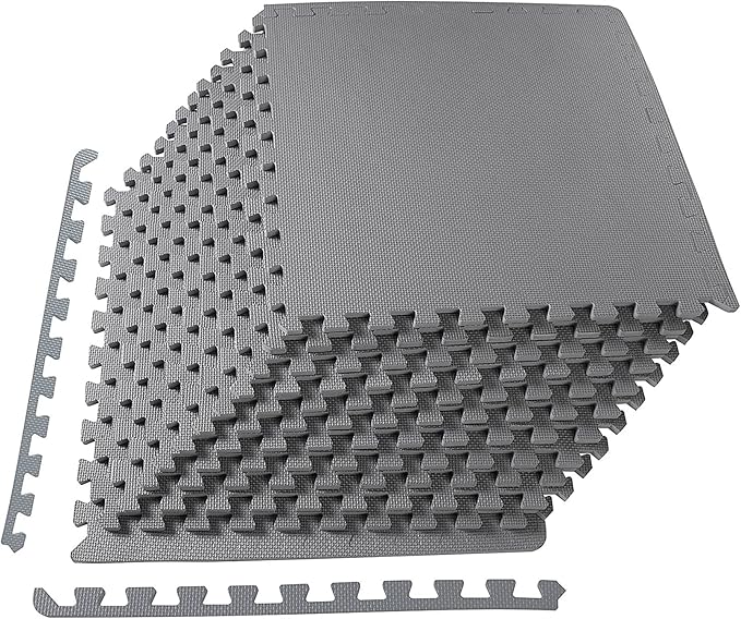 BalanceFrom Puzzle Exercise Mat 1/2" Thick, EVA Interlocking Foam Floor Tiles for Home Gym, Mat for Home Workout Equipment, Floor Padding for Kids, Multiple Sizes and Colors