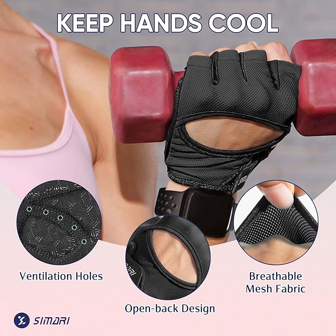 SIMARI Workout Gloves for Women Men with Full Palm Protection, Strong Grip, Cushion Impact, Breathable, Suitable for Gym Training, Kayaking, Weight Lifting, Exercise, Fitness, Cycling