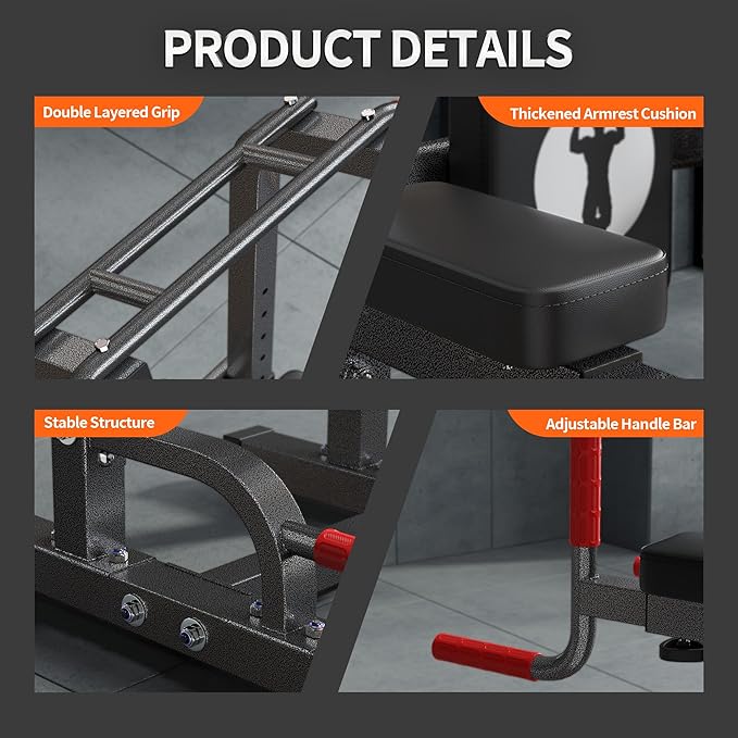 SogesPower Multi-Function Power Tower Pull Up Bar Station Pull Up Dip Station for Home Gym, 10-Level Adjustable Height Pull Up Bar Stand Dip Bar Strength Training Workout Equipment